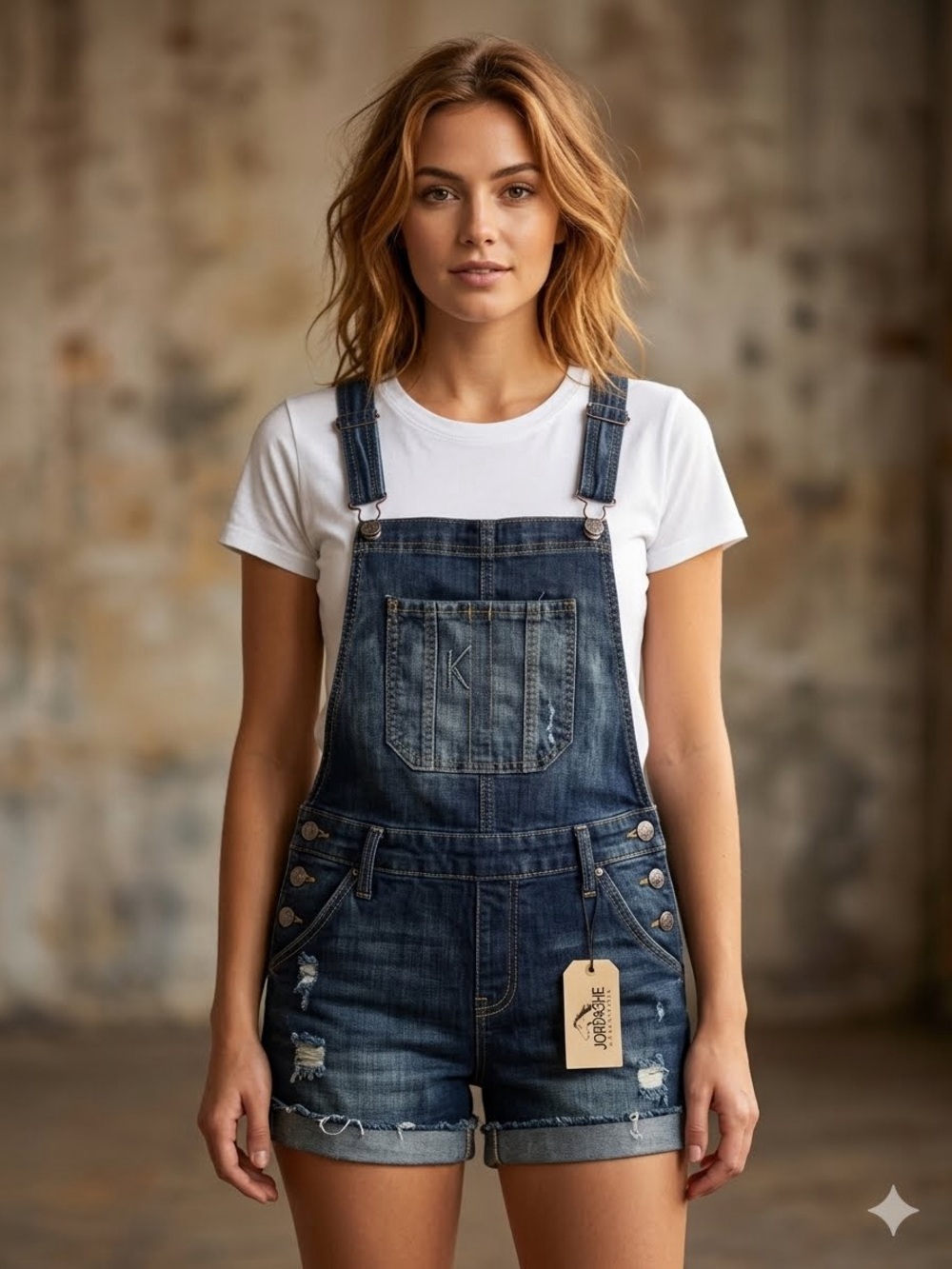 NWT Jordache Vintage Dark Blue Denim Short Overalls Size Medium